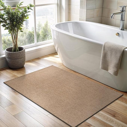 CAMILSON Easy Jute Rug 2x3, Indoor Outdoor Natural Color Fiber Area Rugs for Living Room and Kitchen Rug, Solid Boho Woven Design, Easy-Cleaning, Washable Outside Carpet Alfombras (2 x 3)