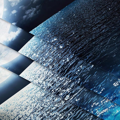 LB Moon Over Ocean Tapestry, Night Sky Tapestry Wall Hanging,3D Fantasy Psychedelic Watercolor Wall Art for Bedroom Living Room Dorm Home Decor,48 x 36 Inches