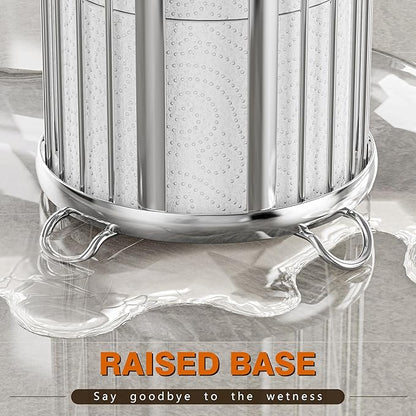 Toilet Paper Holder Stand, Freestanding Toilet Tissue Organizer, Minimalistic Storage Solution, Reserve Mega Rolls-Silver