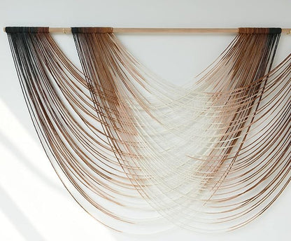 Flber Macrame Wall Hanging Dip Dye Brown Boho Wall Decor Yarn Tapestry Modern Living Room Bedroom Home Wall Decor 57" W x 35" L