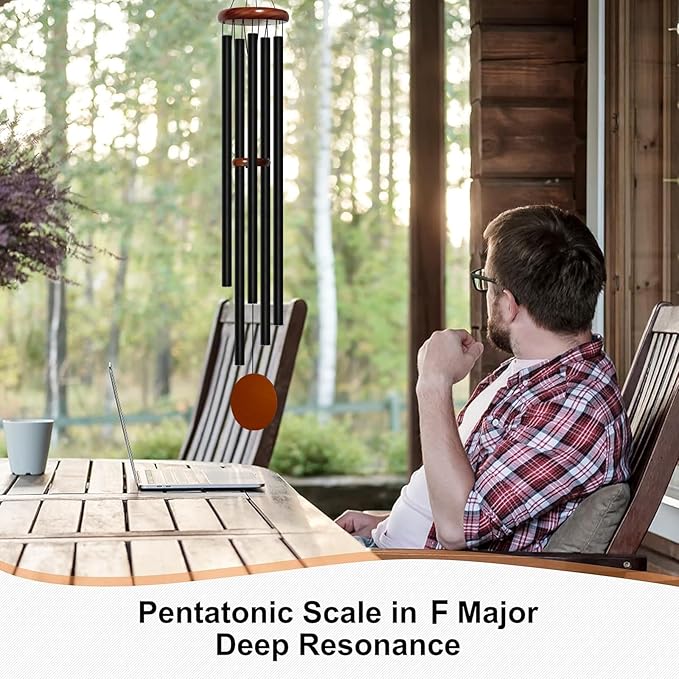 Wind Chimes for Outside Deep Tone, 60 inch 5 Heavy Duty Tubes Aluminium Metal Extra Large Wind Chimes Outdoor, Decoration for Garden, Patio, Yard, Gift for Mother's Day, Birthday