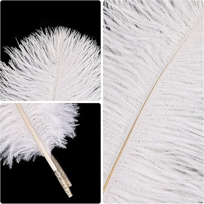 THARAHT White Ostrich Feathers 12pcs Natural Bulk 8-10Inch 20cm-25cm for Crafts Wedding Party Centerpieces Christmas Tree Decoration Feathers