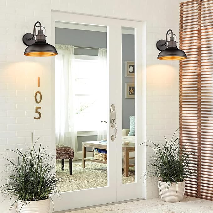 zeyu 11" Farmhouse Gooseneck Barn Light, Vintage Wall Light Sconce for Porch Warehouse Kitchen, Oil Rubbed Bronze Finish, 016-1B ORB