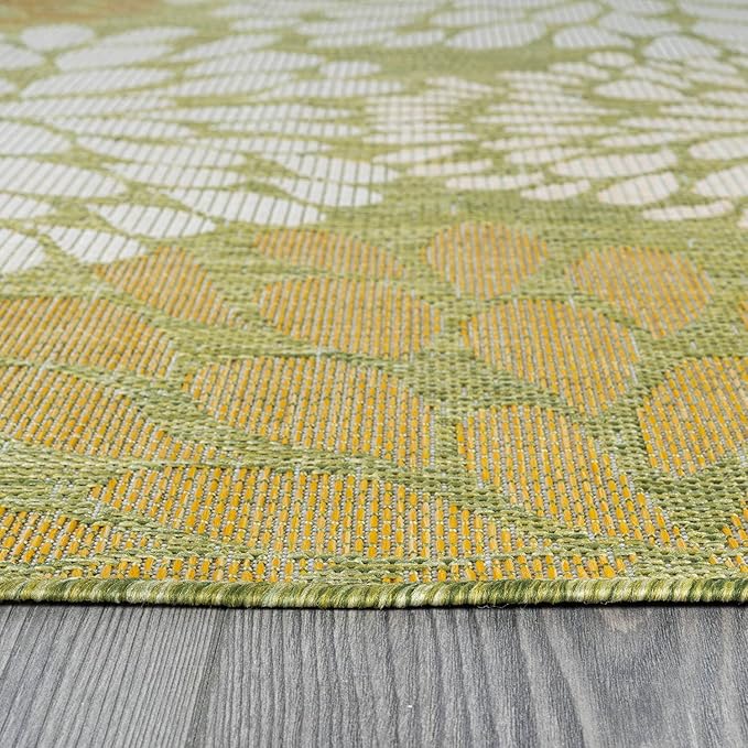 Beverly Rug Outdoor Rug 8x10 Modern Exotic Tropical Leaf Area Rugs for Indoor and Outdoor Patio Deck Porch Garden Water Resistant Washable Outside Carpet (8 x 10 Green)