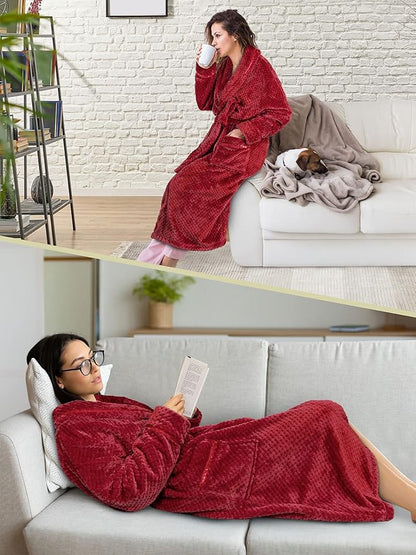 PAVILIA Women Plush Fleece Robe, Soft Textured Bathrobe, Lady Cozy Spa Long Robe