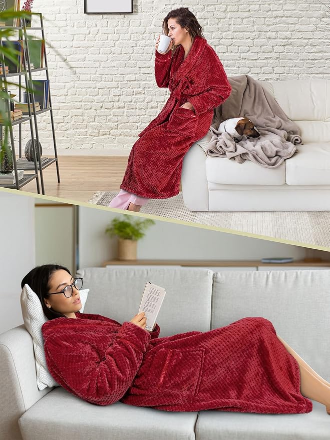 PAVILIA Women Plush Fleece Robe, Soft Textured Bathrobe, Lady Cozy Spa Long Robe