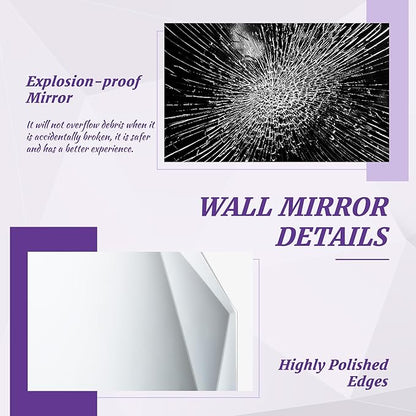 Bathroom Mirror for Wall, 30" x 40" Arched Mirror, Bathroom Vanity Mirrors, Beveled Edge Frameless Wall Mount Vanity Mirror, Wall Mirror Decorative, Irregular Beveled Edge Mirror