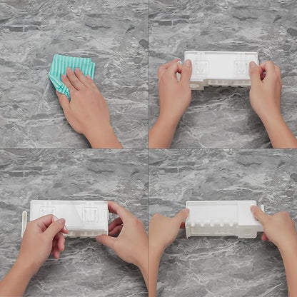 5 Slots Wall Mount Toothbrush Holder with Storage Box, Self Adhesive Toothbrush Storage Organizer for Shower, Toothpaste & Toothbrush Hanger for Bathroom, Medicine Cabinet, Dorm (White)