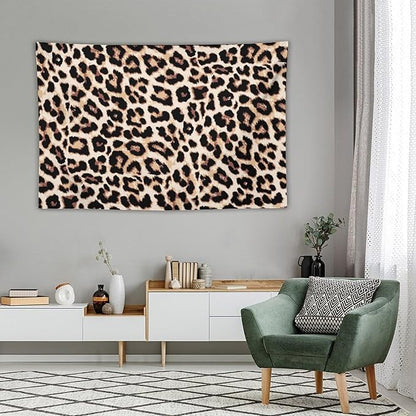 HZOHNAGO Leopard Print Tapestry Rustic Brown Leopard Wild Animal Printed Wall Tapestry Painting Wall Hanging for Bedroom Living Room Dorm 60" W x 40" H