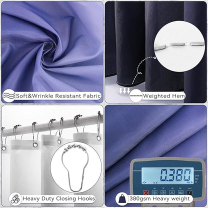 Bathroom Accessory Set–Bathroom Sets with Shower Curtain and Rugs, No Slip Bathroom Rugs Super Absorbent, Blue Ombre Water-Proof Shower Curtain with Hooks, Blue Bathroom Sets Complete for Home