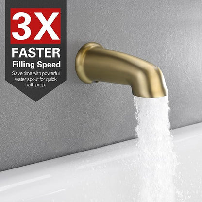 sumerain Modern Shower Faucet Set with 6-Spray Shower Head, Tub Spout and Shower Trim Kit with Valve, Brushed Gold Finish