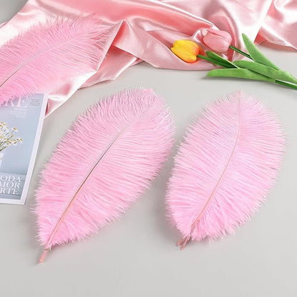 THARAHT Pink Ostrich Feathers 24pcs Natural Bulk 8-10Inch 20cm-25cm for Crafts Wedding Party Centerpieces Flower Arrangement Easter Gatsby and Home Decoration Feathers