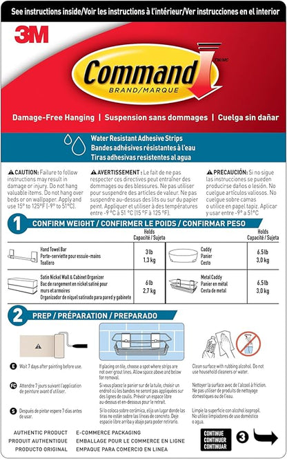 Command Shower Caddy Matte Black with Water Resistant Command Strips, Bathroom Organizer, Holds up to 6.5 lbs, 1 Count (Pack of 1)