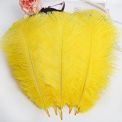 THARAHT Yellow Ostrich Feathers 24pcs Natural Bulk 10-12Inch 25cm-30cm for Crafts Wedding Party Centerpieces Halloween and Home Decoration Feathers