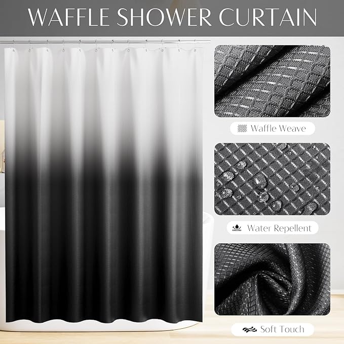 32PCS Black Bathroom Accessories Bathroom Set,Black Shower Curtain, Bath Towel Set,Hand Towel,Toilet Brush,Trash Can & 3PCS Soap Dispensera