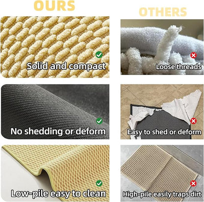 Small Bathroom Rugs, Non Slip Washable Bath Rugs Super Absorbent Bathroom Rug Thin Quick Dry Low Pile Bath Mats, Yellow 12"x12"