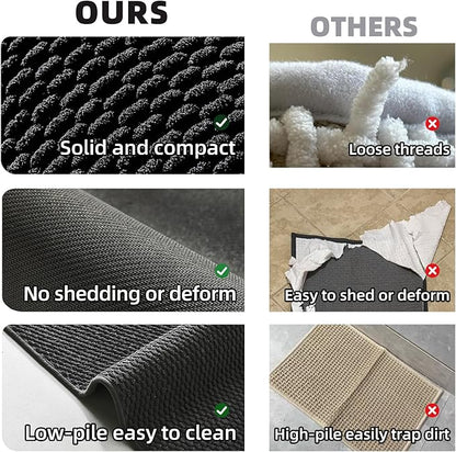 Black Large Bathroom Rugs Non Slip Washable Bath Rugs Super Absorbent Bathroom Rug Thin Quick Dry Low Pile Bath Mats, Black 36''x60''