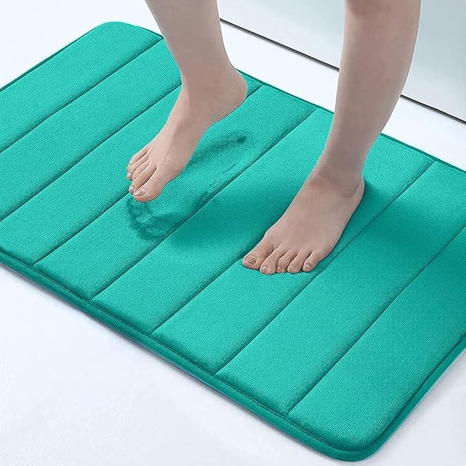 Buganda Memory Foam Bath Mat, 24" x 16", Ultra Soft and Non-Slip Bathroom Rugs, Water Absorbent and Machine Washable Bath Rug for Bathroom, Shower, and Tub, Teal