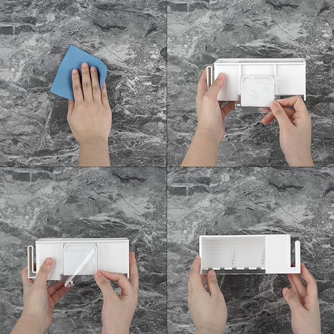 5 Slots Wall Mount Toothbrush Holder with Cover, Self Adhesive Toothbrush Storage Organizer for Shower, Toothpaste & Toothbrush Hanger for Bathroom, Medicine Cabinet, Dorm (White)