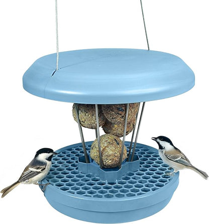 SWISSINNO No Mess Bird Feeder Lucerne Smart Birds for Fat Balls - Feed Birds, not mice & Rats! Robust & Reliable for Hanging - Made in EU - Light Blue