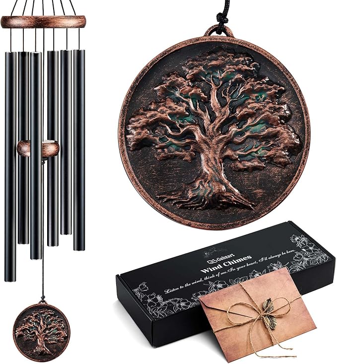 Wind Chimes for Outside, Tree of Life Deep Tone Vintage Wind Chime Outdoor Clearance, Sympathy/Memorial/Festivals/Birthday Gift for Mom Dad Grandma, Home Garden Patio Decor (32" Tree of Life)