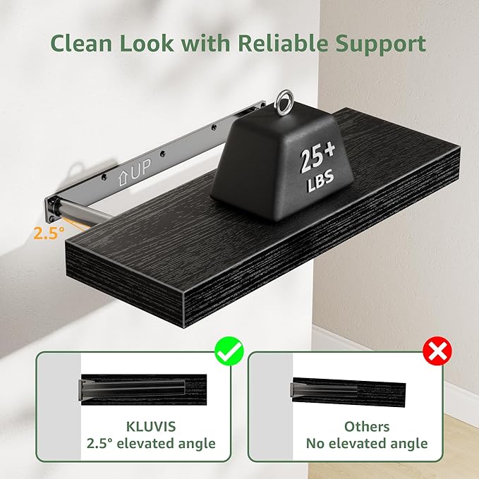 Bathroom Shelves Over Toilet - Floating Shelf for Wall Above Toilet Towels Holder Small Farmhouse Decor Shelves (15.7 inch, Set of 3, Black)