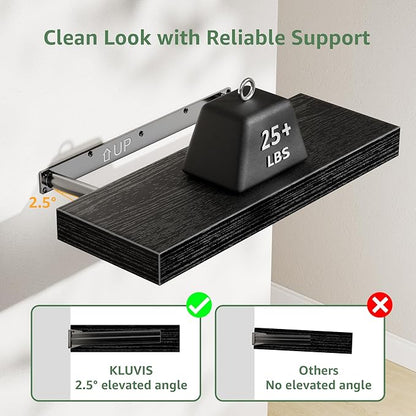 Bathroom Shelves Over Toilet - Floating Shelf for Wall Above Toilet Towels Holder Small Farmhouse Decor Shelves (15.7 inch, Set of 3, Black)