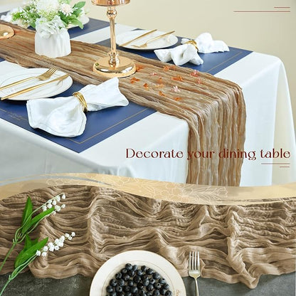 Sioloc Nude Cheesecloth Table Runner Fall Autumn Decor for Home 10ft Table Cloth for Tea Wedding Birthday Party Baby Bridal Shower Halloween Thanksgiving