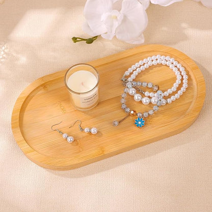 Bamboo Vanity Tray 11.4x6.4 inches, Decorative Vanity Tray for Bathroom Countertop Toilet Tank Farmhouse, Gold