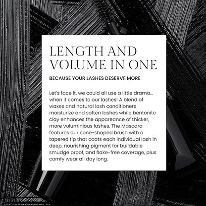 OFIR Smudge Proof Mascara Black | Long-Lasting Volume & Lift | No Smudge, No Flake | Vegan Formula with Cone-Shaped Brush | Lightweight Texture for a Clean, Defined Look | 1 Count