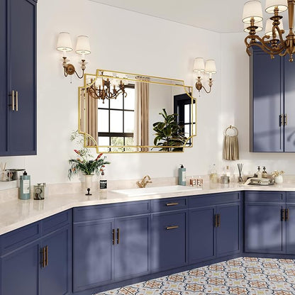 Kelly Miller 28"x50" Large Gold Mirror for Wall, Modern Elegant Decorative Mirror Rectangular Vanity Mirror Beveled for Bathroom Living Room Bedroom Farmhouse Fireplace Entryway Hallway