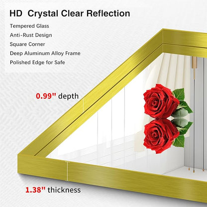 Gold Bathroom Mirror, 30x30 Inch Rectangular Framed Mirror, Large Wall Mounted Bathroom Vanity Mirror Over Sink for Bedroom,Restroom, Living Room, Hangs Vertically or Horizontally