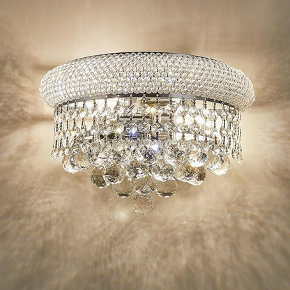 Empire Crystal Wall Sconces, Chrome Wall Light Fixtures, Luxury Wall Lamp for Living Room Bedroom Bathroom Bedside Hallway Stairway