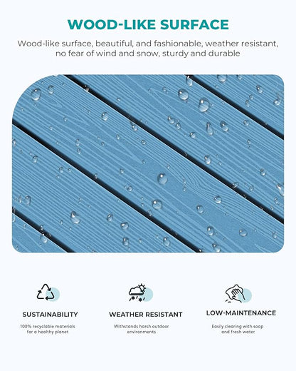 SERWALL Rectangle Outdoor Coffee Table, HDPE Patio Coffee Table, Navy