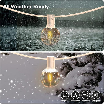 50FT LED G40 Globe String Lights White, Shatterproof Outdoor Patio String Lights 2200K with 50+2 Dimmable Edison Bulbs, Backyard Outdoor Hanging Lights, Bistro Waterproof for Balcony Party Wedding