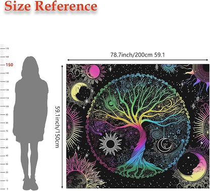 AACKart Blacklight Tapestry for Bedroom - Spiritual Tree of Life Wall Tapestry Glow in the Dark Wall Hanging 78.7 x 59.1 inches