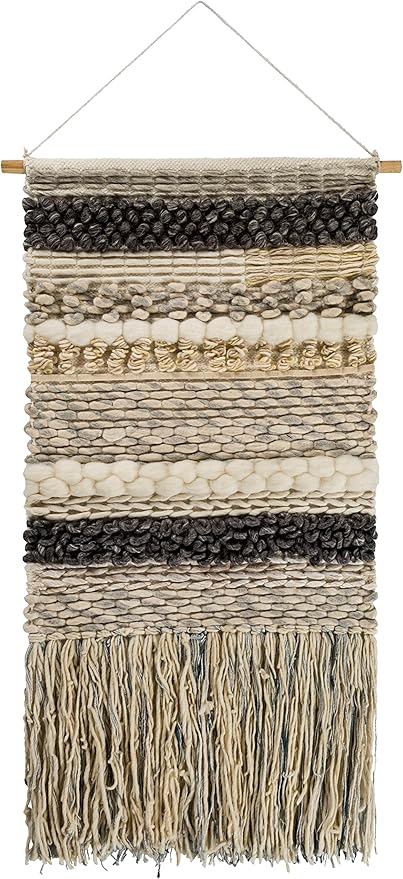 Mark&Day Wall Art, Mureck Bohemian Farmhouse Medium Gray Macrame Tapestry Wall Hanging for Living Room, Bedroom, Office or Kitchen (48"H x 24"W)
