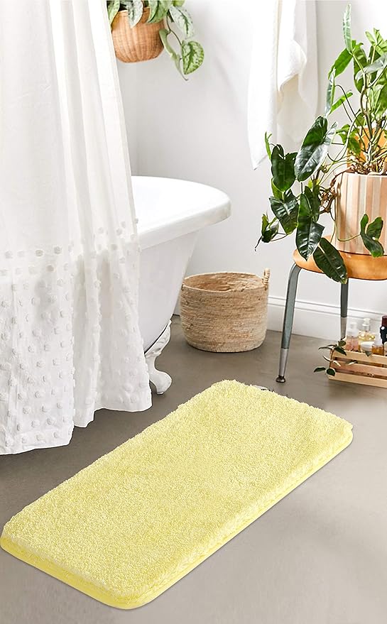 Suchtale Large Extra Soft and Absorbent Shaggy Bath Mat (24 x 40, Yellow) Machine Washable Microfiber Non Slip Bath Mat for Bathroom Floor