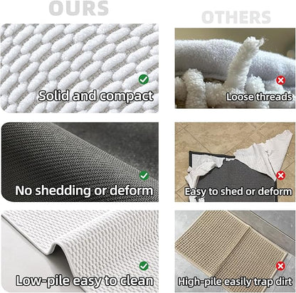 Toilet Rug, Thin Toilet Rugs U Shaped Washable Non Slip Absorbent Quick Dry Low Pile Toilet Mat, White 20"x24" U Shape