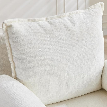 YISHENG Accent Chair with 6-Angle Adjustable Backrest, Chenille Fabric Living Room Chair Upholstered Lounge Chair, Modern Chair Cozy Reclining Chair for Reading Room, 1PC White