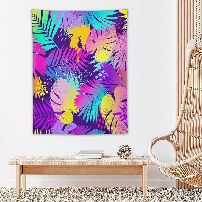 ICMOLYYENLO Palm Leaf Tapestry Wall Hanging, Tropical Leaves Plant Jungle Green Hawaiian Art Home Decor for Guest Bedroom Living Room Dormitory 60x80