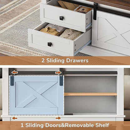 31.5" Lift Top Coffee Table with Storage, Farmhouse Coffee Tables for Living Room, Square Coffee Table with Large Hidden Storage Compartment, 2 Drawers & Removable Shelves, White