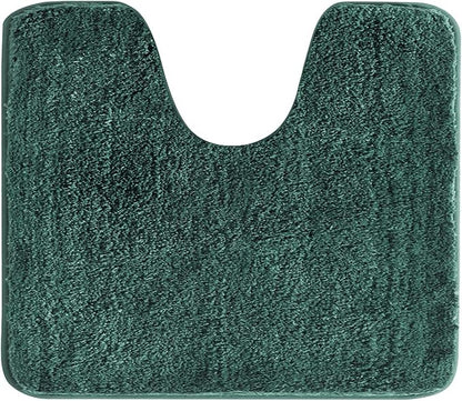 Suchtale Contour Rug Non Slip Bath Mat Water Absorbent Soft Microfiber Shaggy Bath Mat Machine Washable Thick Plush U Shape Toilet Rug (20 x 24, Hunter Green)