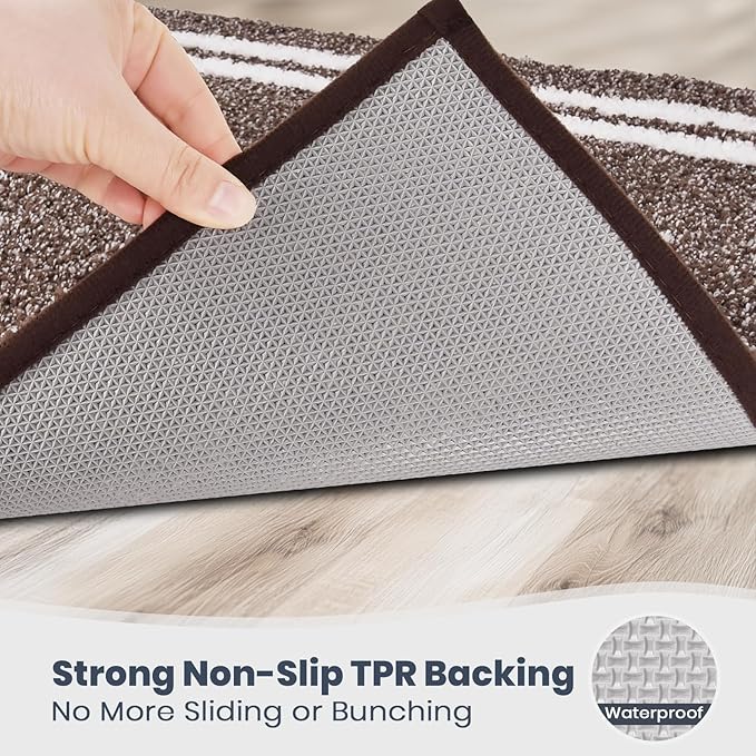 PURRUGS Bathroom Rug Non-Slip Machine Washable 30" x 46", Super Absorbent and Quick Dry Shaggy Microfiber Bath Mat, Extra Soft and Plush Bath Rug for Bathtub, Shower and Sink, Brown