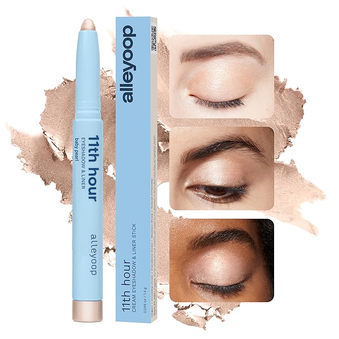 ALLEYOOP 11th Hour Waterproof Cream Eyeshadow Stick ?€? Long-Lasting Eye Shadow Pencil & Eyeliner, Cream to Powder Stick & Highlighter ?€? Smudge-Proof Eyeshadow Shimmer, Baby Pearl Shimmer