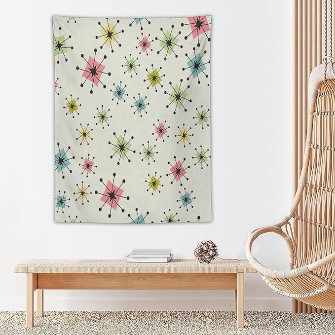 ICMOLYYENLO Abstract Cat Tapestry, Medieval Abstract Atomic Star Cat Vintage Home Wall Hanging Art Tapestry for Bedroom Living Room Dormitory 30x40 Inch