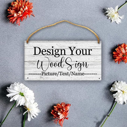 Custom Personalized Board Hanging Wood Sign, Design Your Welcome Sign, Customizable Wall Plaque, House Wood Sign for Garden Yard Home Farmhouse 9.8x5.1 inch