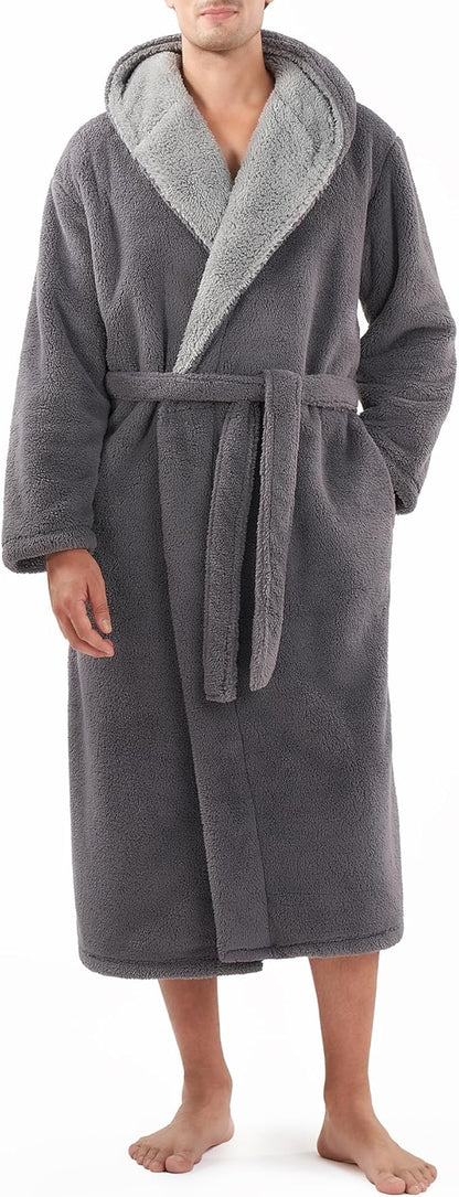 DAVID ARCHY Men's Soft Fleece Plush Robe Full Length Long Bathrobe