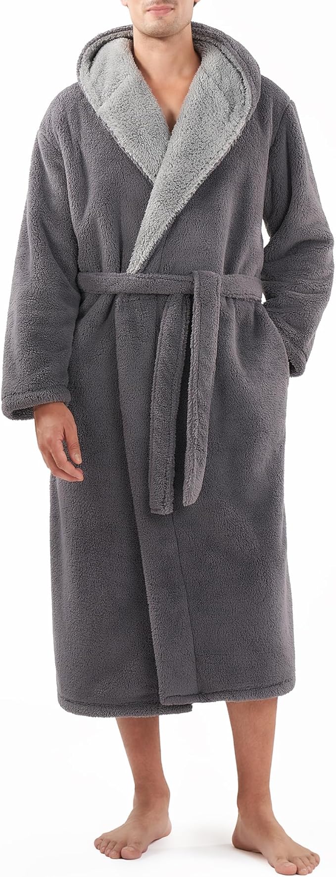 DAVID ARCHY Men's Soft Fleece Plush Robe Full Length Long Bathrobe