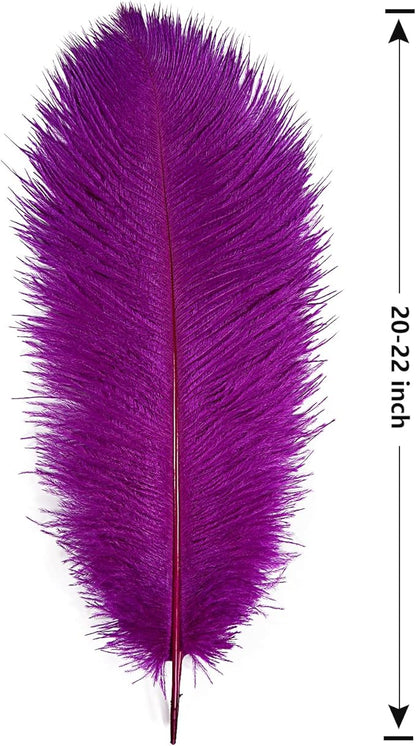 THARAHT Purple Ostrich Feathers 12pcs Large Natural Bulk 20-22Inch 50cm-55cm for Wedding Party Centerpieces Easter Gatsbi and Decoration Feather